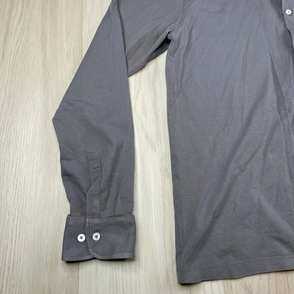 NWT Mr. P. Mens Gray Long Sleeve High Low Hem Button Up Shirt - Picture 5 of 12